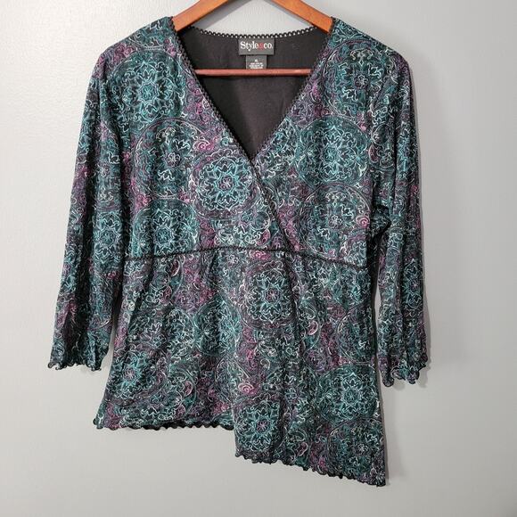 Style & Co. Tops - Y2K Babydoll Top Size XL Whimsigoth Fairy Grunge Asymmetric Womens Artsy Boho
